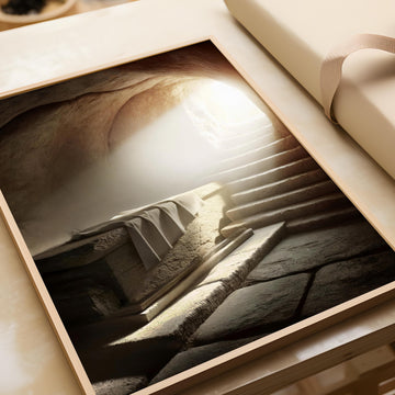 Framed Jesus Tomb Resurrection Print, He is Risen Biblical Art, Christian Artwork, Modern Christian decor, Spiritual Christian Art Work