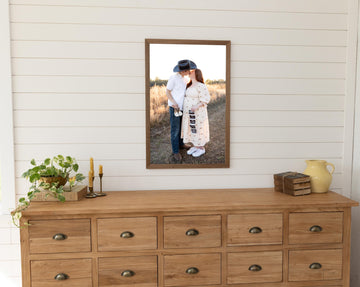 Personalized Wooden Frame Photo Sign, Custom Wedding Photo Print, Family Portrait Print, Rustic Wall Decor, First Wedding Anniversary Gift