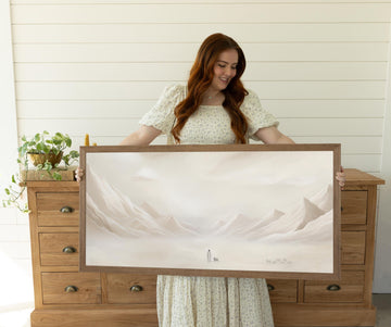 Jesus Leaves the 99 Art Framed Print Minimalist Neutral Painting ( Beige)