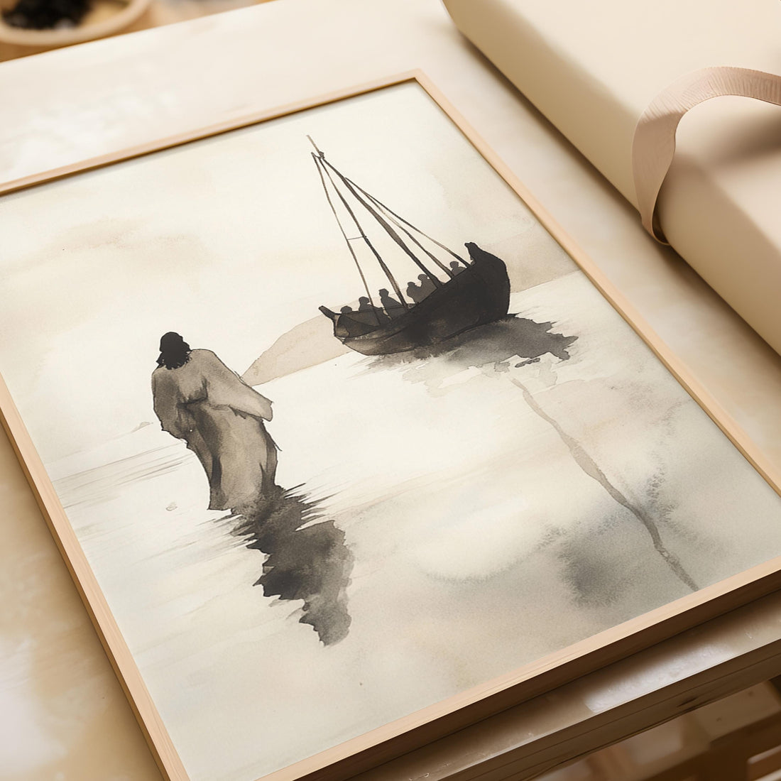 Jesus christ walking on water, I will walk with christ, LDS, Jesus oil painting, Bible verse wall art, Christian art, Digital jesus portrait
