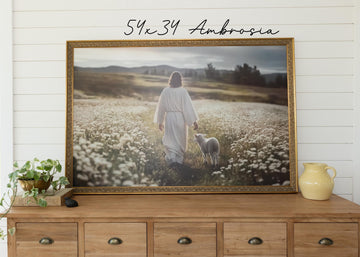 Framed Jesus and Lamb Print, He is Risen  Biblical Art, Christian Artwork, Modern Christian decor, Spiritual Christian Art Work