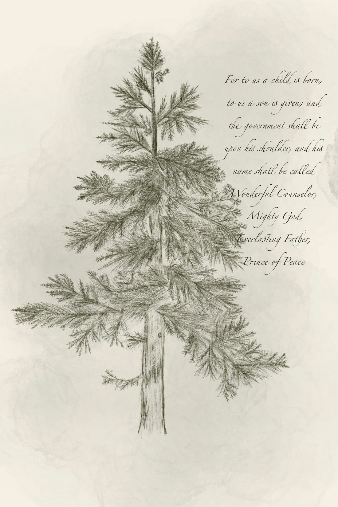 Prince of Peace scripture Art, Christmas Tree sketch