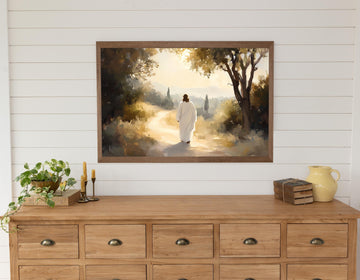 Modern Christian Wall Art, Prayer Walk , Jesus on The Road, Religious Art, Jesus Art, Christ and Sheep, Oil Painting