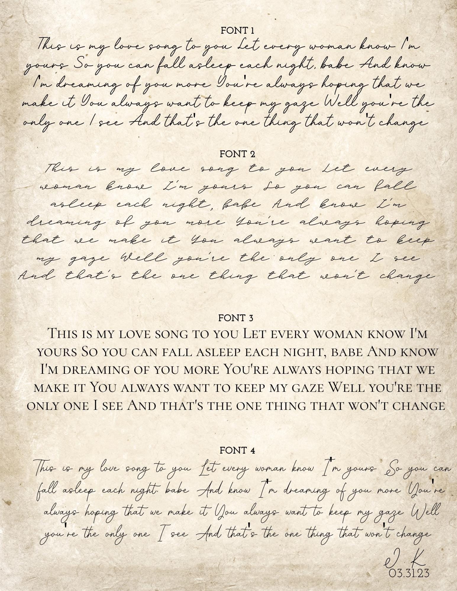 Custom Song Lyrics - Framed